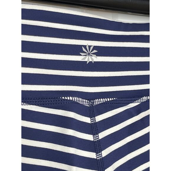 Athleta Small Capri Chaturanga Blue & White Striped Leggings - Picture 4 of 8